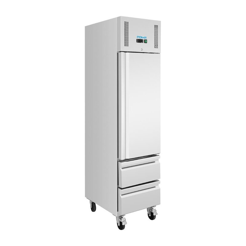 Polar Koelkast | G-serie | 292l (1/1 Gn) | Rvs | +2°c/+8°c | Geforceerd | Wielen (geremd) | 484x745x2100(h)mm