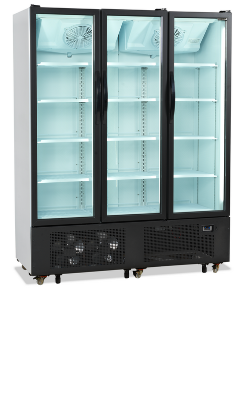 Tefcold Koelkast | Serie FS | 1329l | Wit/zwart | +2°c/+10°c | Geforceerd | Draaideuren | Wielen (geremd) | 1600x730x2073(h)mm