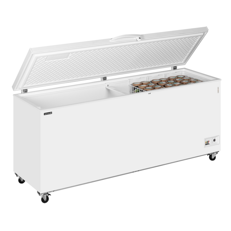 Tefcold Vrieskist | Cf-sl | Wit | 660l | -14°c/-24°c | Statisch | Kanteldeksel | Wielen (geremd) | 2060x716x903(h)mm