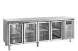 Tefcold Koelwerkbank | 553l | 4 Glasdeuren (1/1 Gn) | +2°c/+10°c | Geforceerd | 0.3kw | Werkblad Afneembaar | 2230x700x880(h)mm
