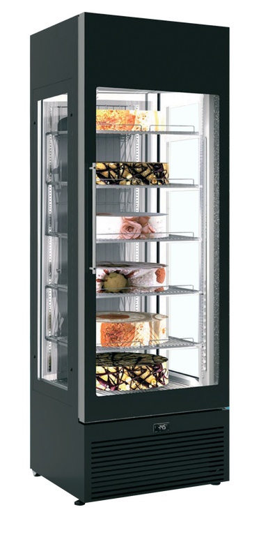 Framec Vriesvitrine | 470l | Zwart | -22°c/+5°c | Geventileerd | 6 Schappen | 668x773x2000(h)mm