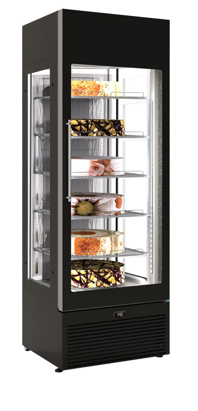 Framec Gebaksvitrine | Venere | Zwart | -2°c/+10°c | Statisch | 6 Niveaus | Wielen | 668x773x2000(h)mm