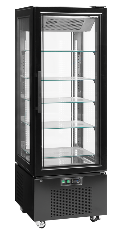 Tefcold Vriesvitrine | Upd | 364l | Zwart | -18°c/-22°c | Geforceerd | 6 Niveaus | Wielen (geremd) | 650x650x1950(h)mm
