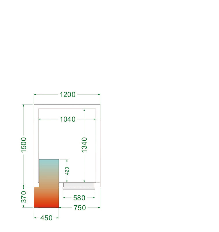 Tefcold Koelcel | Cr-serie | Incl. Motor | 2.84m³ | 0°c/+8°c | Isolatie 80mm | 230v | 1200x1500x2200(h)mm