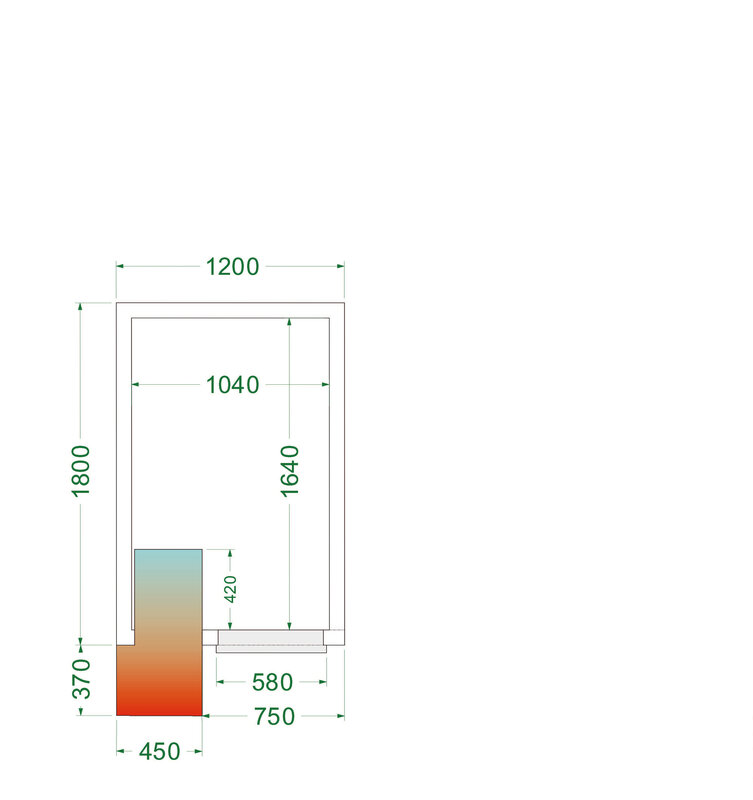 Tefcold Koelcel | Cr-serie | Incl. Motor | 3.48m³ | 0°c/+8°c | Isolatie 80mm | 230v | 1200x1800x2200(h)mm