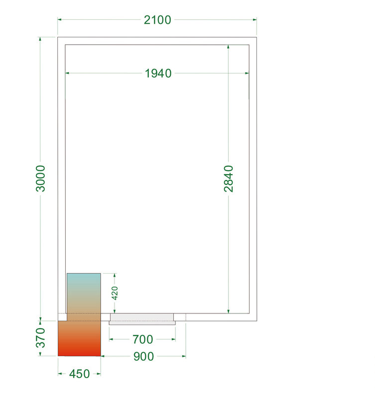 Tefcold Koelcel | Cr-serie | Incl. Motor | 11.24m³ | 0°c/+8°c | Isolatie 80mm | 230v | 2100x3000x2200(h)mm