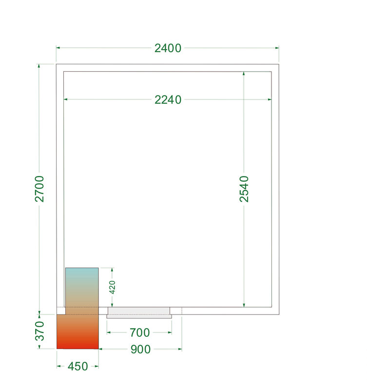 Tefcold Koelcel | Cr-serie | Incl. Motor | 11.6m³ | 0°c/+8°c | Isolatie 80mm | 230v | 2400x2700x2200(h)mm