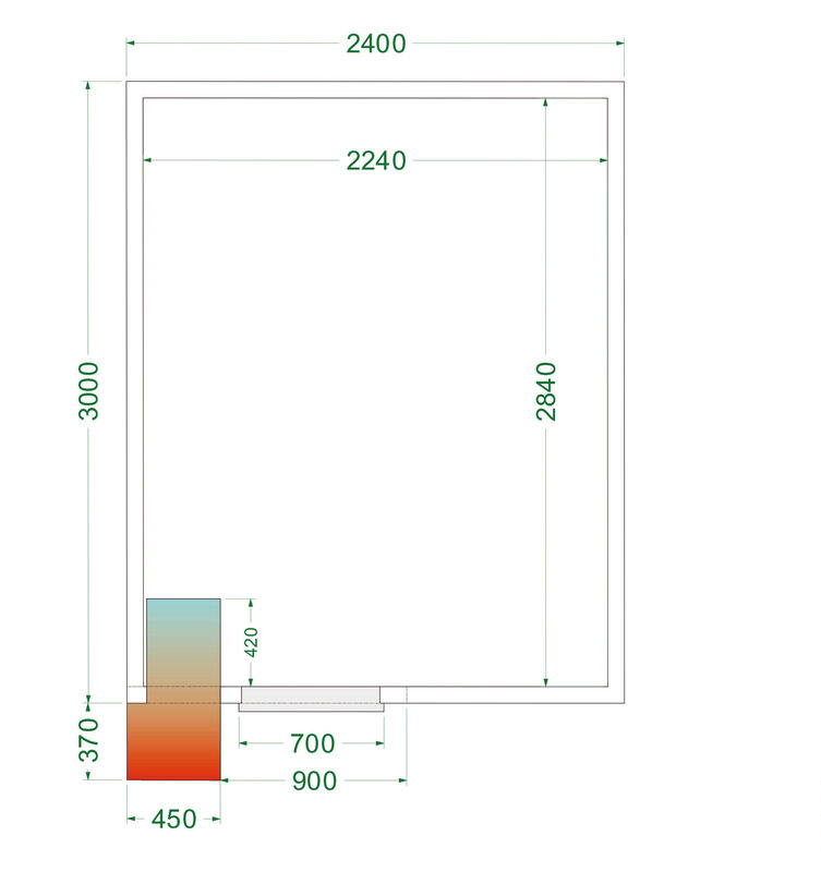 Tefcold Koelcel | Cr-serie | Incl. Motor | 12.98m³ | 0°c/+8°c | Isolatie 80mm | 230v | 2400x3000x2200(h)mm