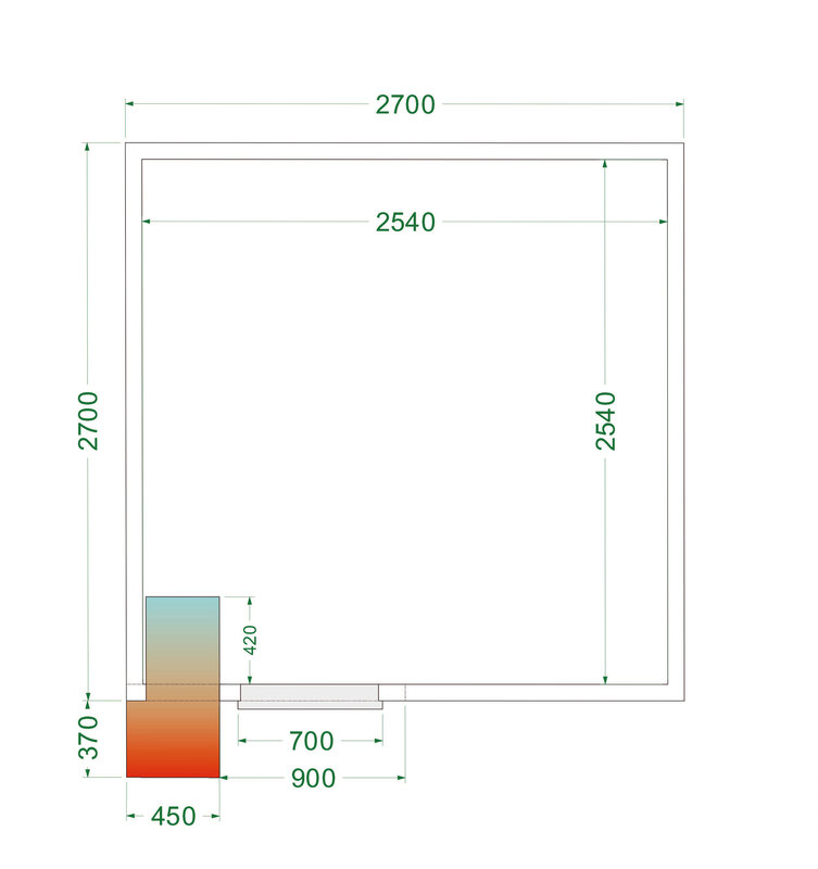 Tefcold Koelcel | Cr-serie | Incl. Motor | 13.16m³ | 0°c/+8°c | Isolatie 80mm | 230v | 2700x2700x2200(h)mm