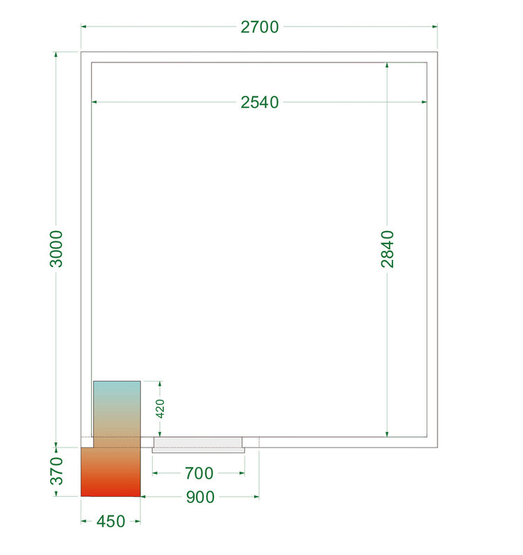Tefcold Koelcel | Cr-serie | Incl. Motor | 14.72m³ | 0°c/+8°c | Isolatie 80mm | 230v | 2700x3000x2200(h)mm