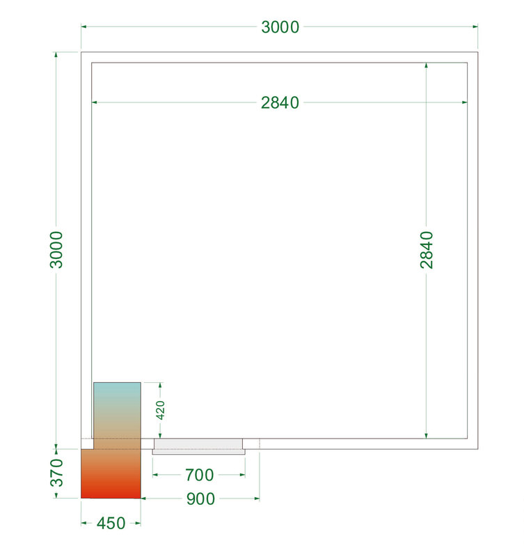 Tefcold Koelcel | Cr-serie | Incl. Motor | 16.45m³ | 0°c/+8°c | Isolatie 80mm | 230v | 3000x3000x2200(h)mm