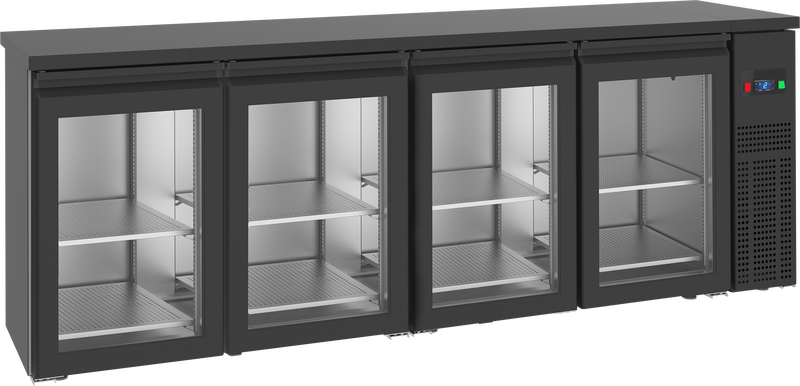 Tefcold Doorgeef-barkoelkast | Fgb | 680l | Zwart | -2°c/+8°c | Geforceerd | 2x 4 Draaideuren | 2490x610x950(h)mm