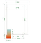 Tefcold Koelcel | Cr-serie | Incl. Motor | 11.24m³ | 0°c/+8°c | Isolatie 80mm | 230v | 2100x3000x2200(h)mm