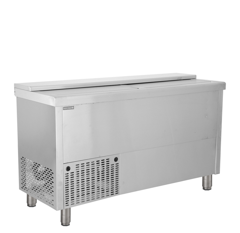 Tefcold Koelkist | Serie Bhc | Rvs | 440l | +2°c/+8°c | Statisch | Schuifdeksels + Werkblad | Wielen (geremd) | 1505x565x930(h)mm