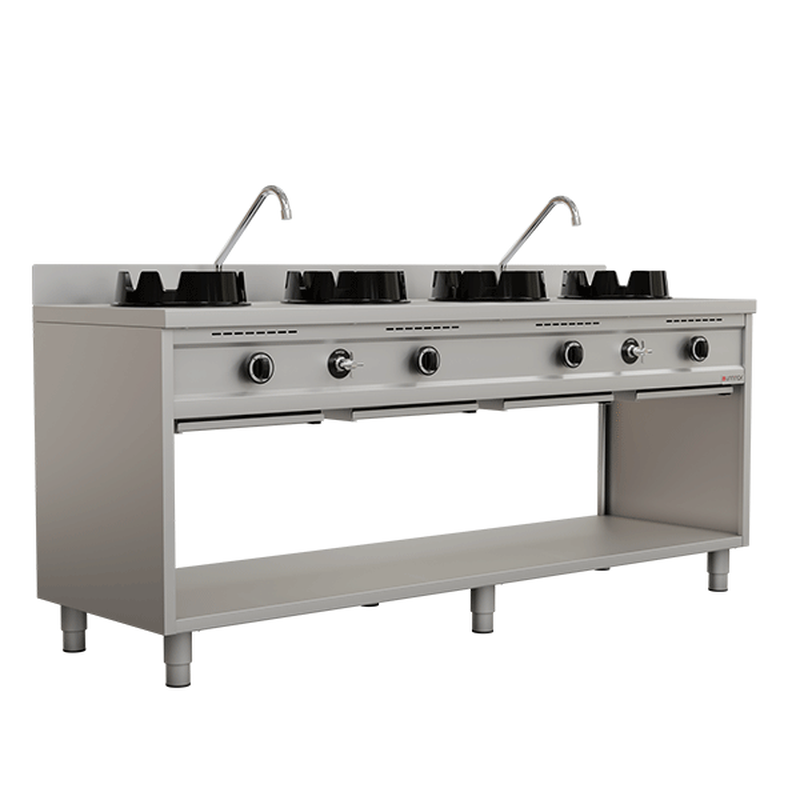 Unninox Wokstellen | Wokstel | Gas Wokstel – 4x15 KW – 4 Kookzones