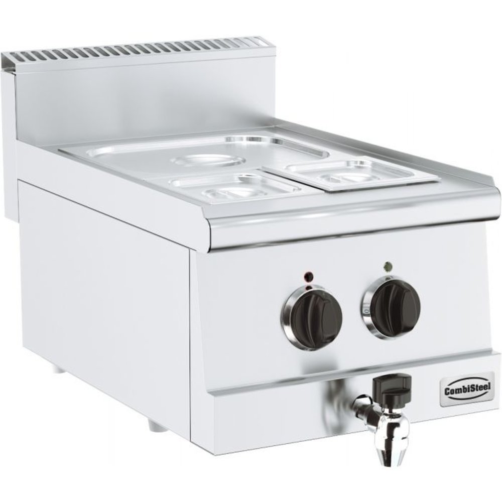Combisteel Base 600 Bain Marie | Elektrisch | 1x 1/2 GN - 2x 1/6 GN | 1.5kw | Met Aftapkraan | 400x600x300(h)mm