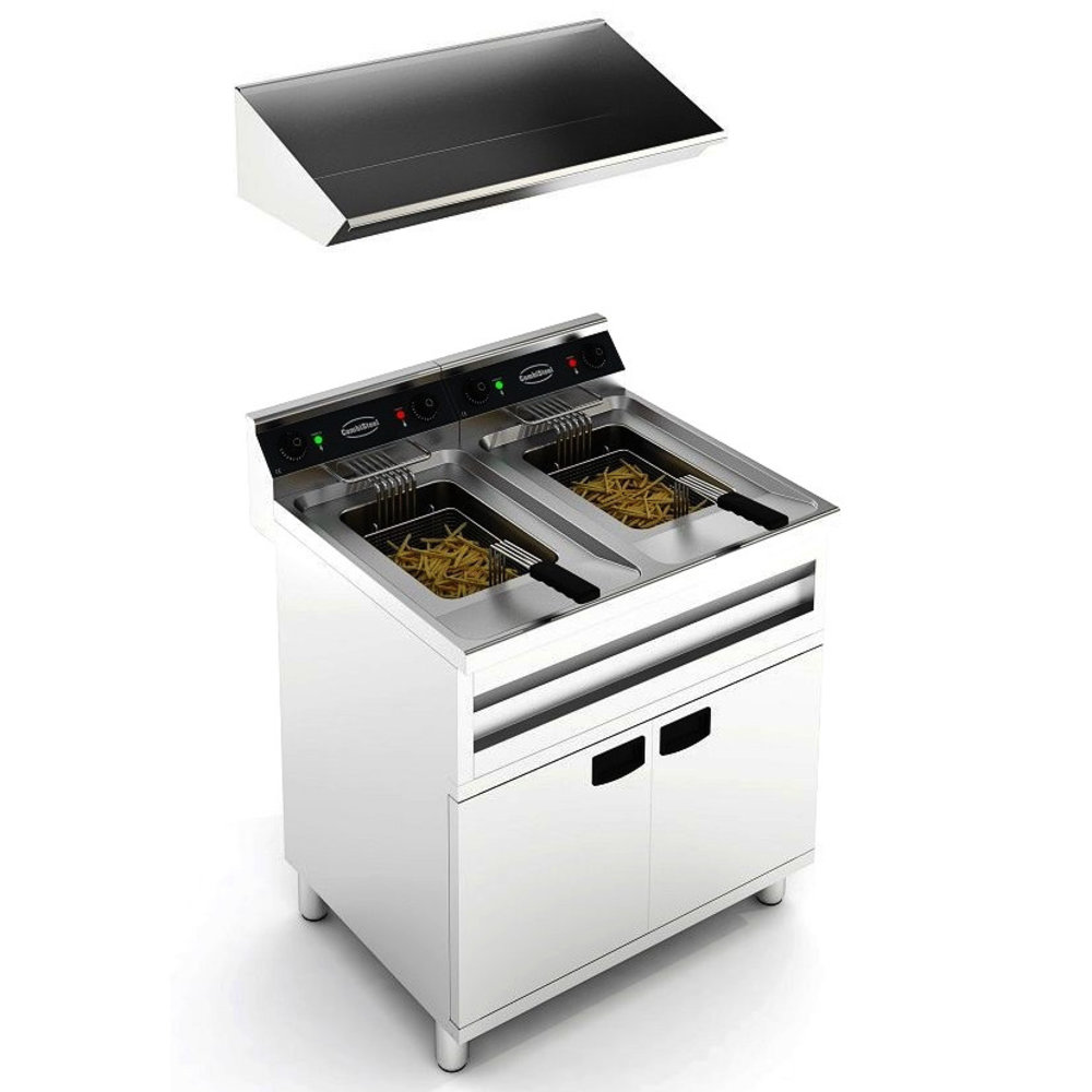 Combisteel Friteuse | Entry 700 | Elektrisch | 12+12l | 12kw (2x 400v) | Aftapkranen | 800x700x850(h)mm