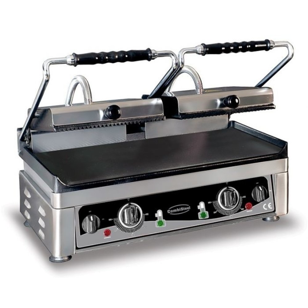 Combisteel Contact/paninigrill Glad/geribd | 3.5kw | Grillplaten Gietijzer/geëmailleerd | 560x440x300(h)mm