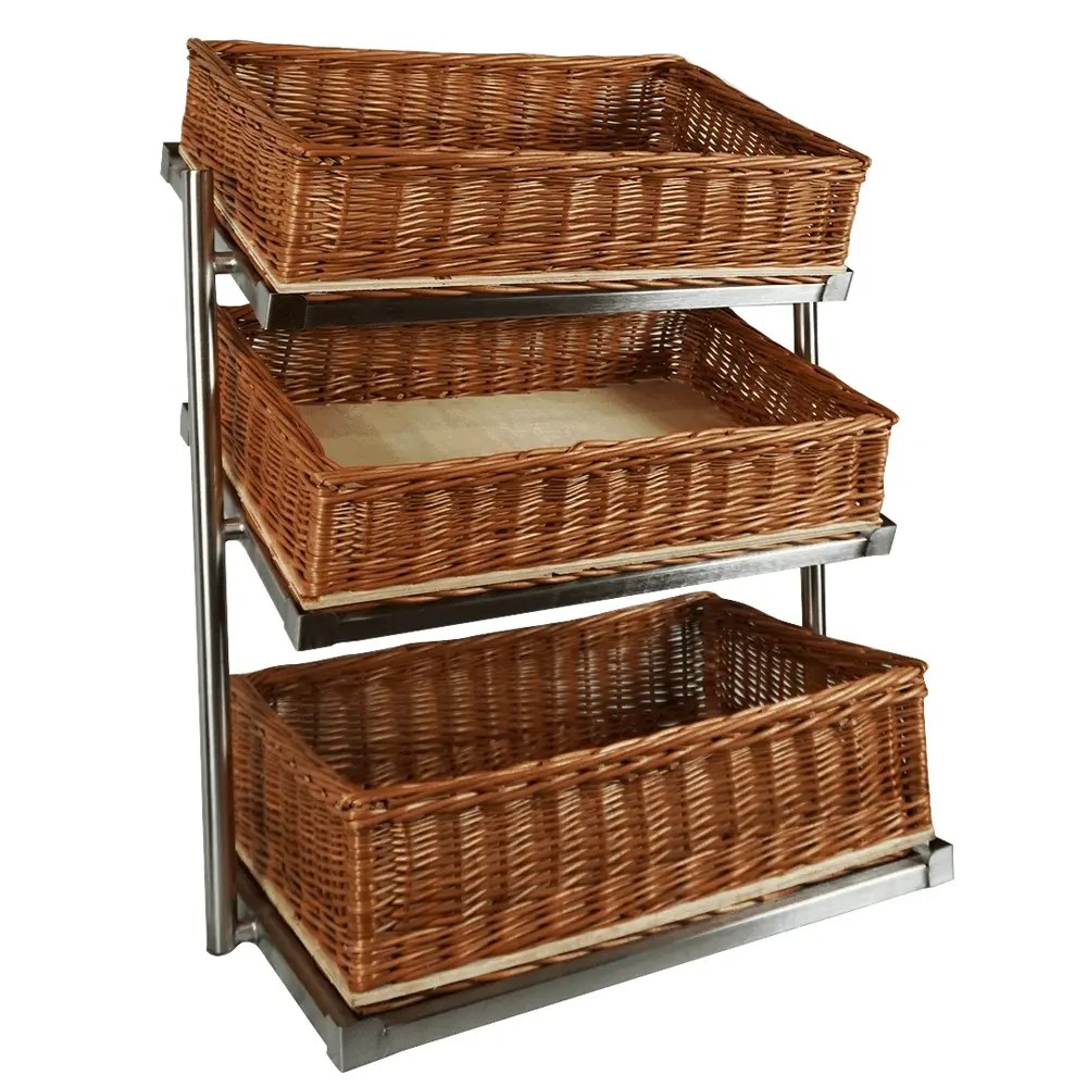 Combisteel Broodmanden Etagere | 3 Niveaus | 2x 1/1 GN (H 115mm) + 1x 1/1 GN (H 165mm) | 620x335x760(h)mm