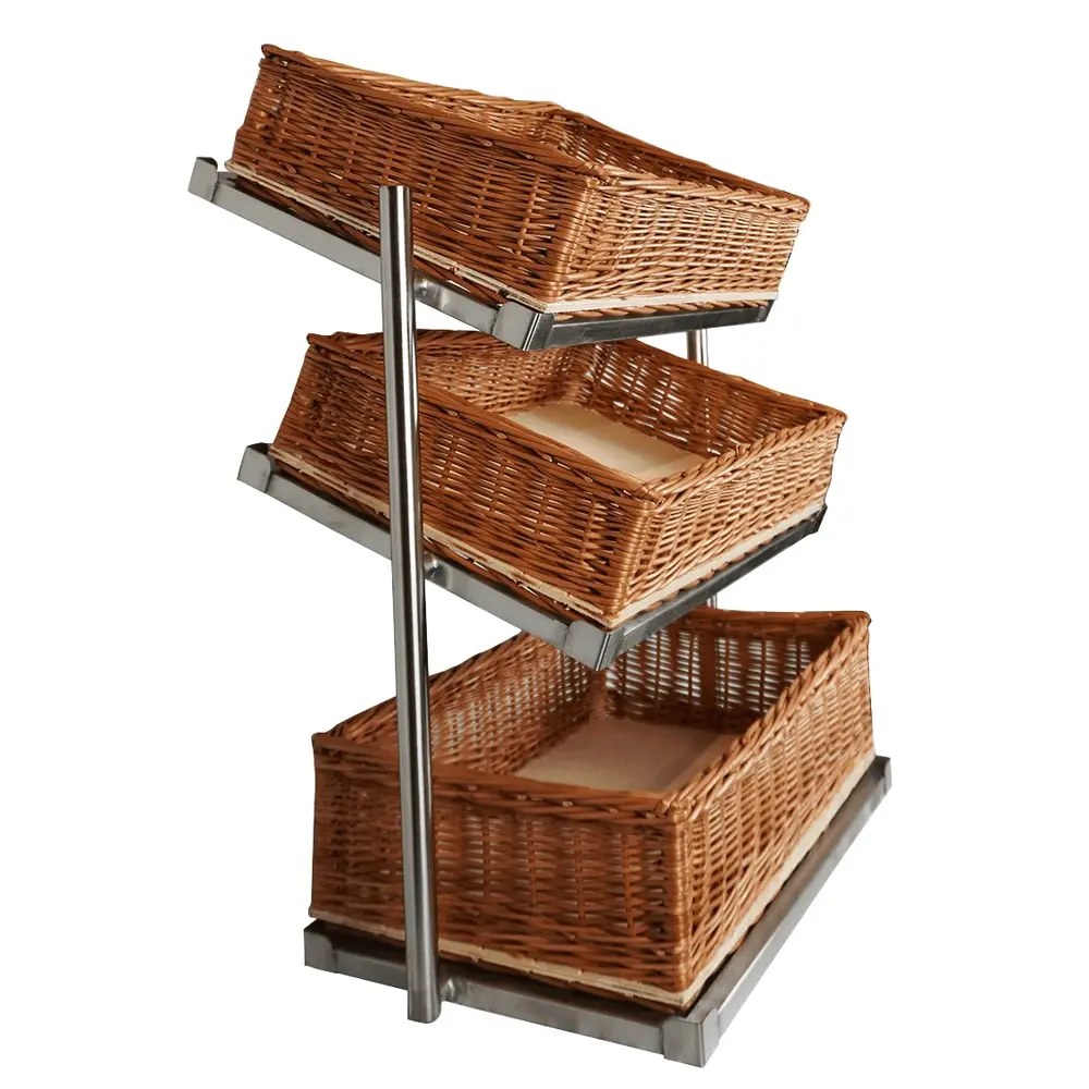 Combisteel Broodmanden Etagere | 3 Niveaus | 2x 1/1 GN (H 115mm) + 1x 1/1 GN (H 165mm) | 620x335x760(h)mm
