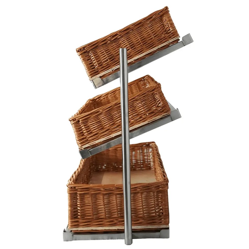 Combisteel Broodmanden Etagere | 3 Niveaus | 2x 1/1 GN (H 115mm) + 1x 1/1 GN (H 165mm) | 620x335x760(h)mm