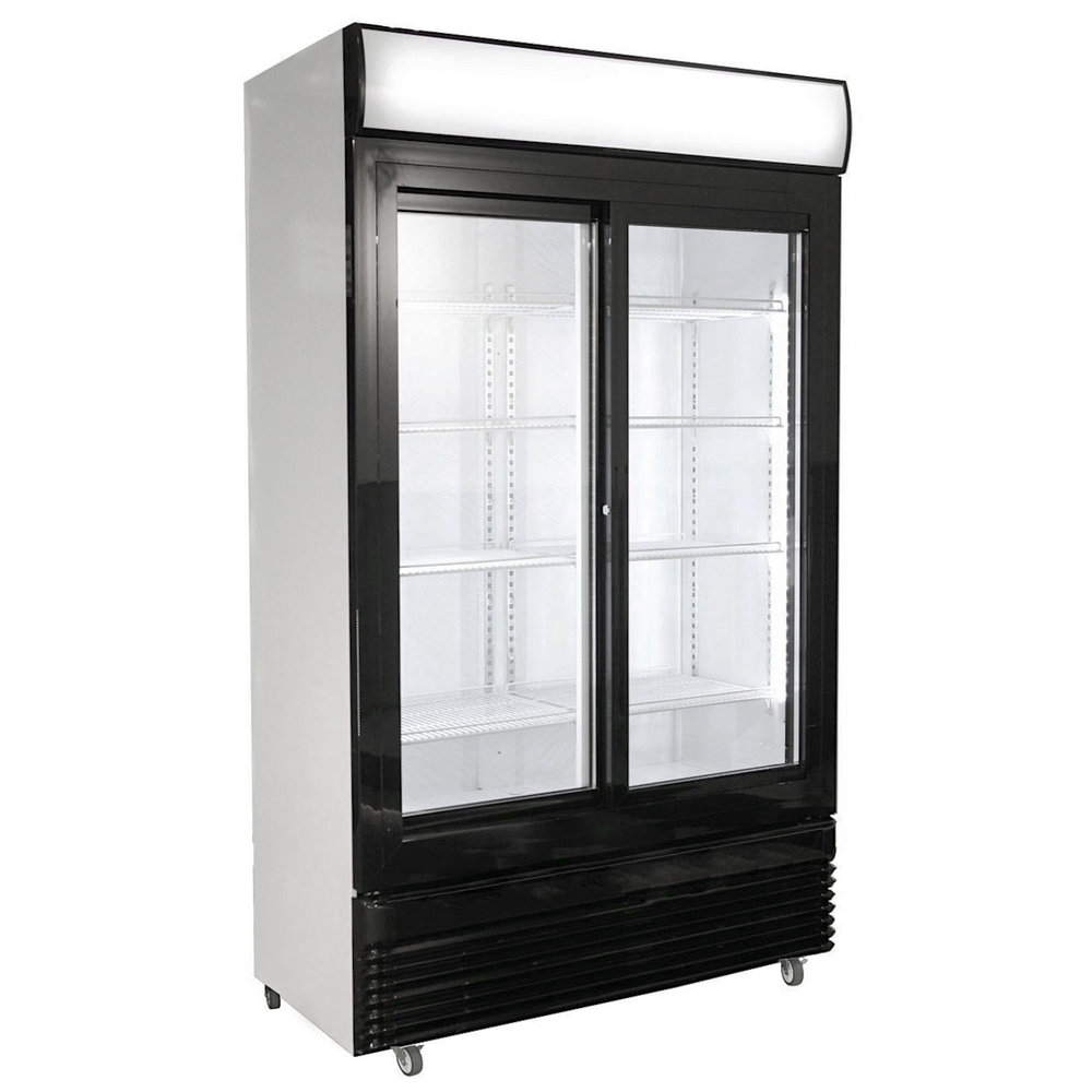 Combisteel Koelkast | 780l | Zwart/wit | +2°c/+10°c | Geforceerd | 0.45kw | Schuifdeuren | Wielen (geremd) | 1120x595x2100(h)mm