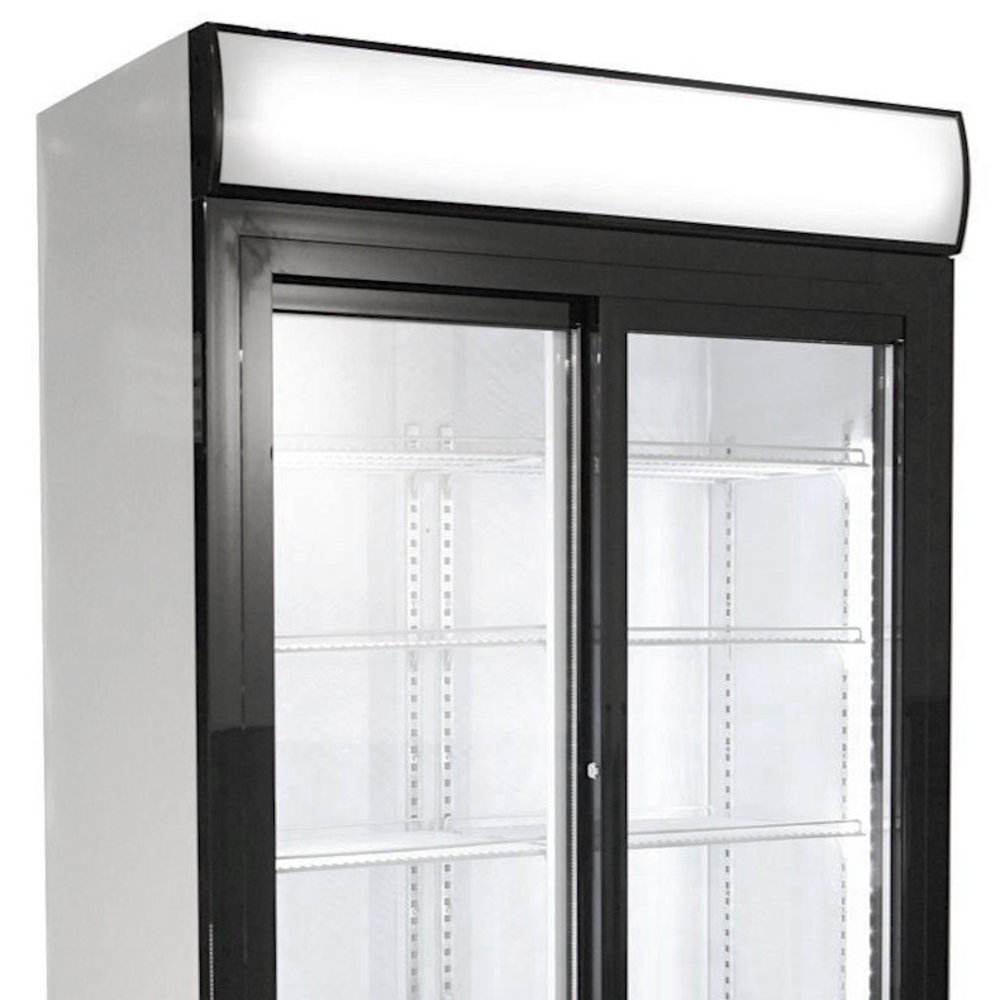 Combisteel Koelkast | 780l | Zwart/wit | +2°c/+10°c | Geforceerd | 0.45kw | Schuifdeuren | Wielen (geremd) | 1120x595x2100(h)mm