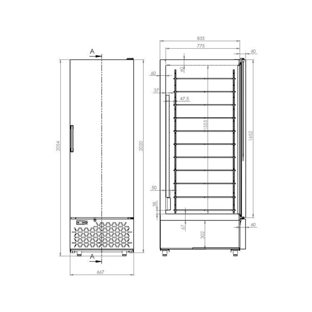 Combisteel Ijsvrieskast | 658l (66x 5l) | Rvs | -15°c/-25°c | Statisch + Ventilator | 667x895x2020(h)mm