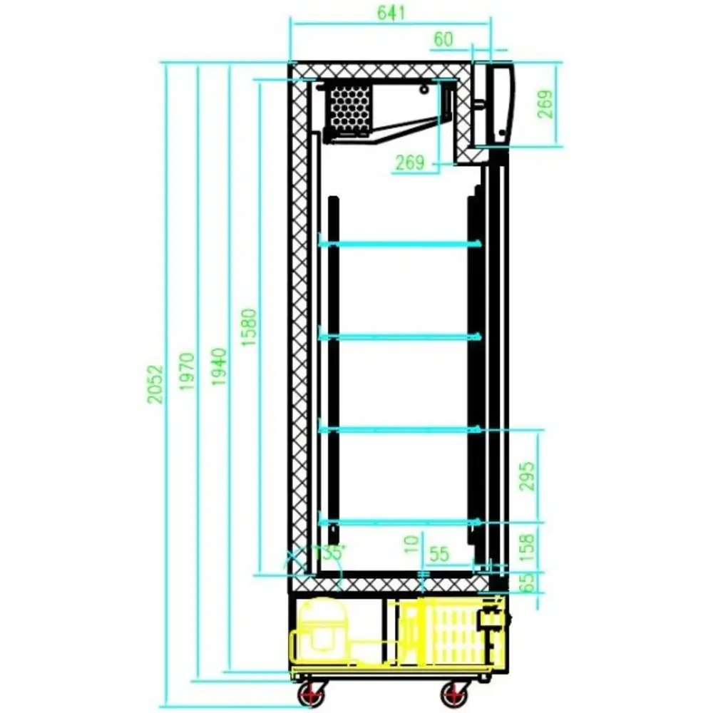 Combisteel Vrieskast | 460l | Zwart | -18°c/-24°c | Geforceerd | Wielen | 680x700x1990(h)mm