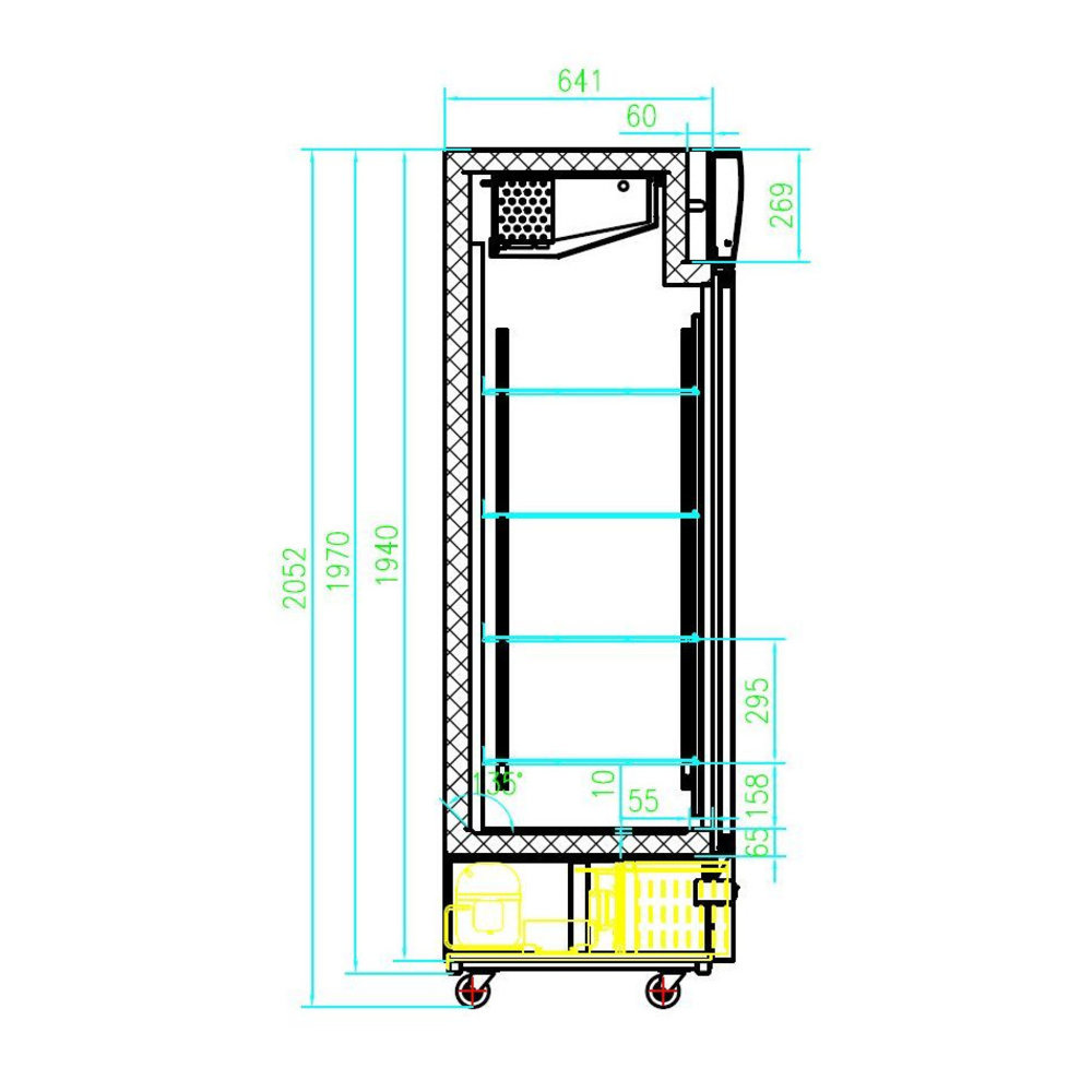 Combisteel Vrieskast | 1100l | Zwart | -18°c/-24°c | Geforceerd | 1.03kw | Wielen (geremd) | 1370x700x1990(h)mm