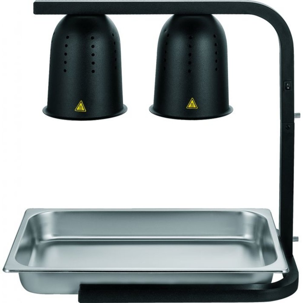 Combisteel Warmhoudbrug | Zwart | Hoogte Verstelbaar | Infraroodlampen (2x 250w) | 1/1 GN | 425x350x580/780(h)mm