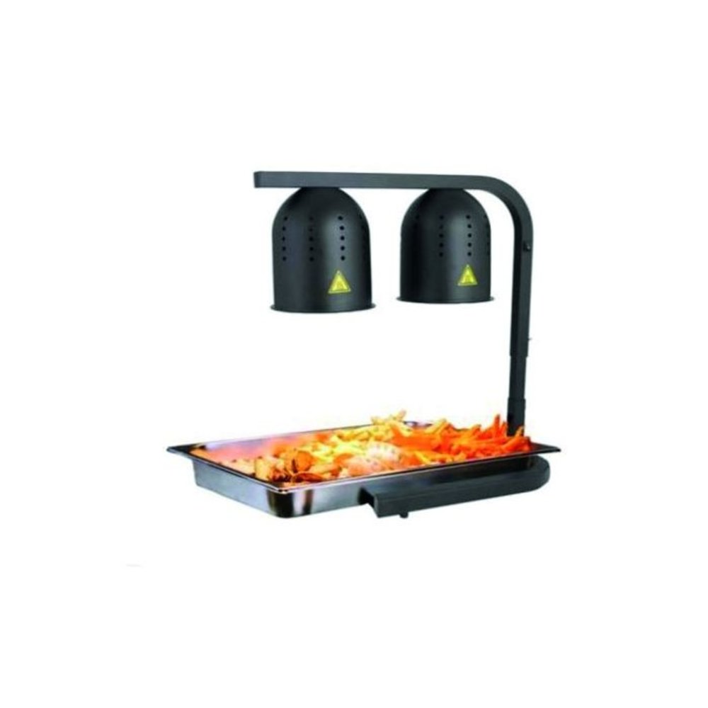 Combisteel Warmhoudbrug | Zwart | Hoogte Verstelbaar | Infraroodlampen (2x 250w) | 1/1 GN | 425x350x580/780(h)mm