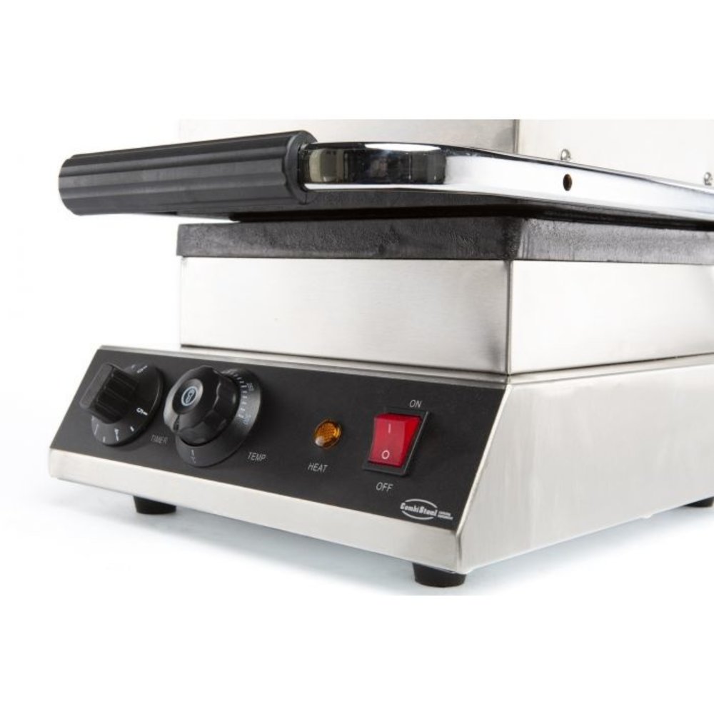 Combisteel Wafelijzer | Enkel | Belgische Wafels (240x240mm) | 50°c/300°c | 2kw (230v) | Timer | 300x450x250(h)mm