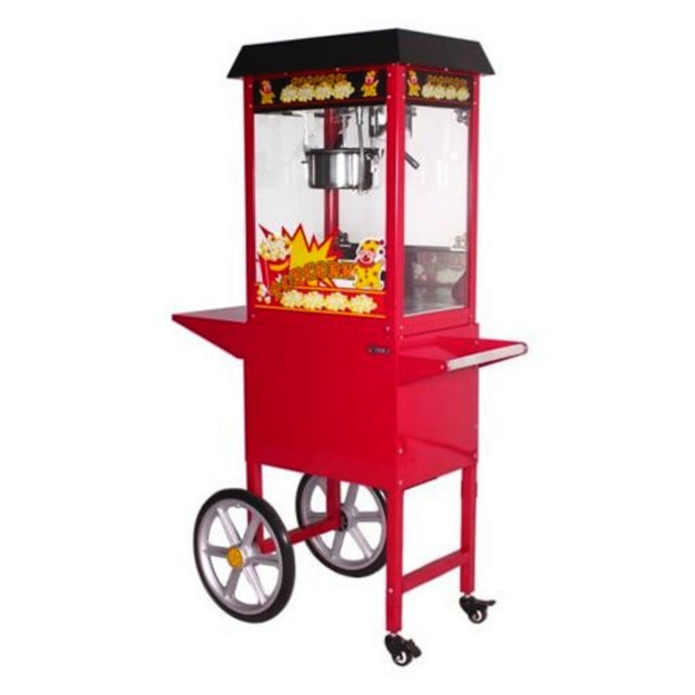 Combisteel Popcornmachine + Onderstel | Rood | 1.35kw (230v) | Wielen | 560x417x1560(h)mm