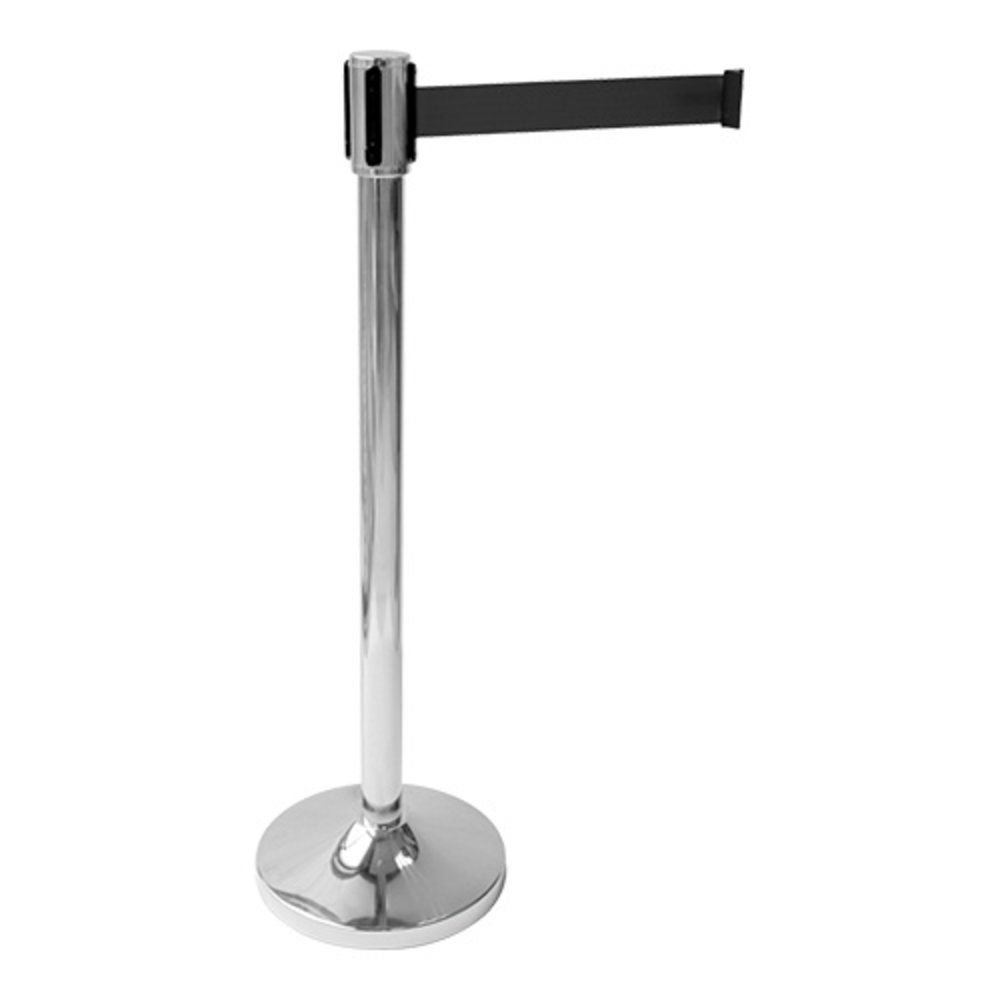 Emga Afzetpaal Rvs Met Uittrekbare Snelband Zwart 200cm | ø32x91(h)cm