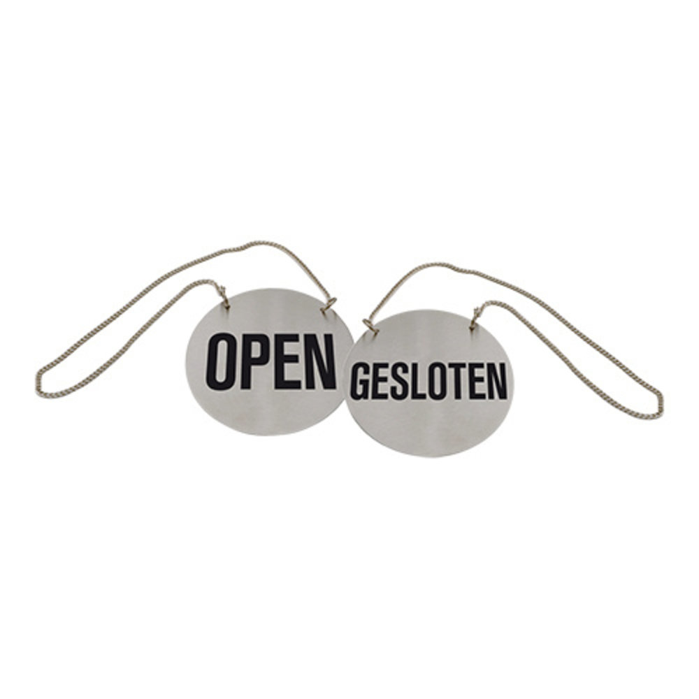 Emga Infobord Open/gesloten Rvs 2 Zijdig Met Ketting en Zuignap ø13cm