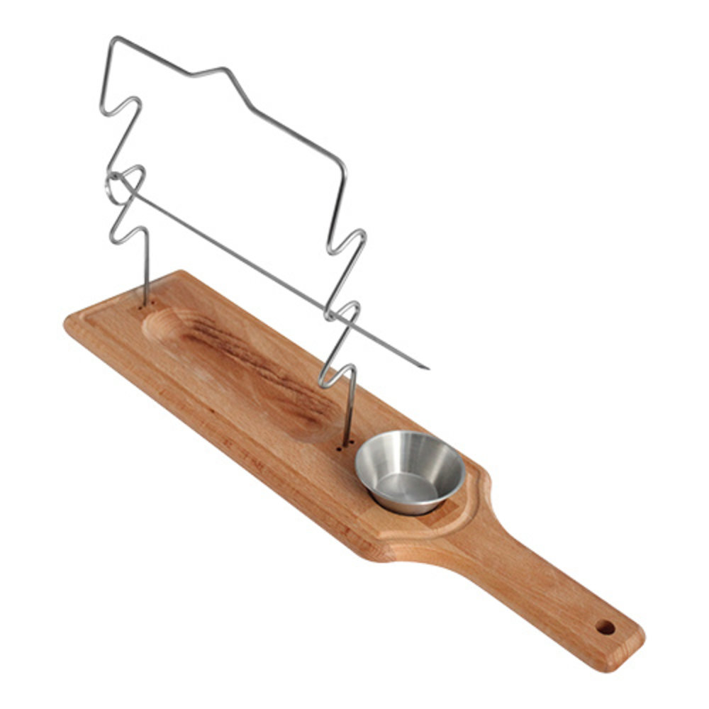 Emga Serveer/spies Standaard | Hout/rvs | Incl. 3 Spiesen 250mm | 470x120x245(h)mm
