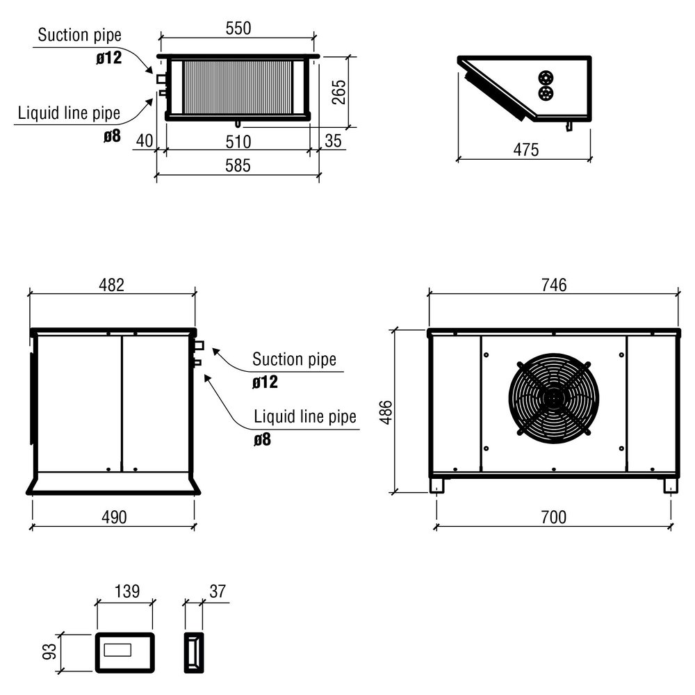 Combisteel Koelsplitunit | 5.59-18.17m³ | 0°c/+5°c | 230v | 0.74kw