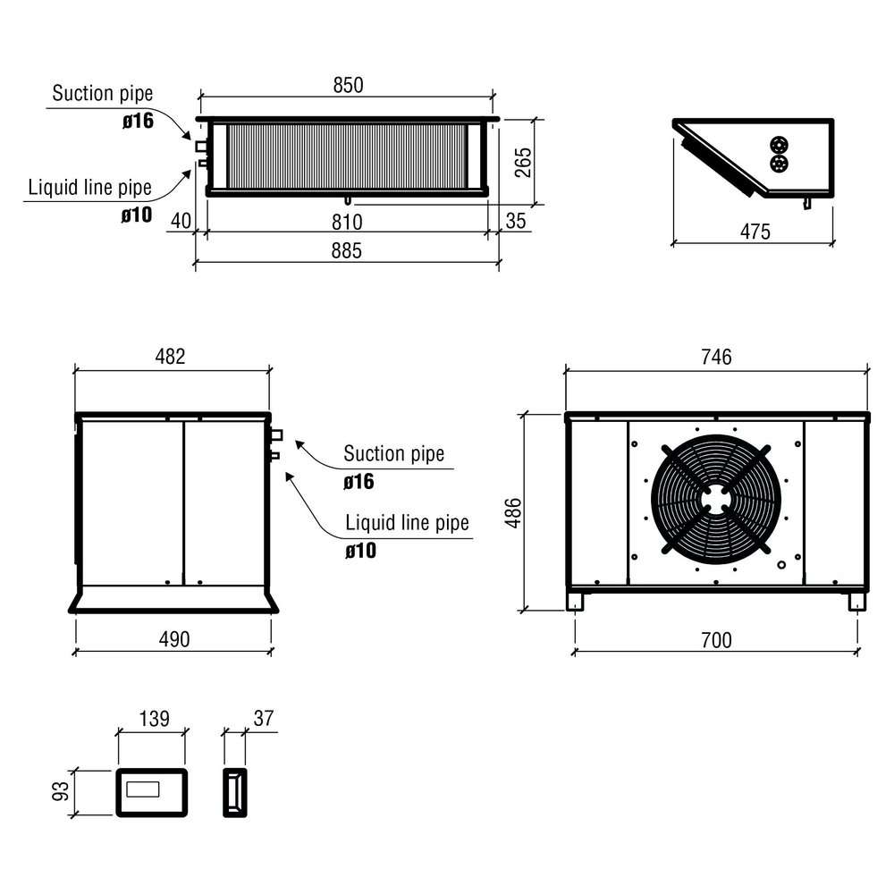 Combisteel Koelsplitunit | 18.97-47.29m³ | 0°c/+5°c | 230v | 1.5kw
