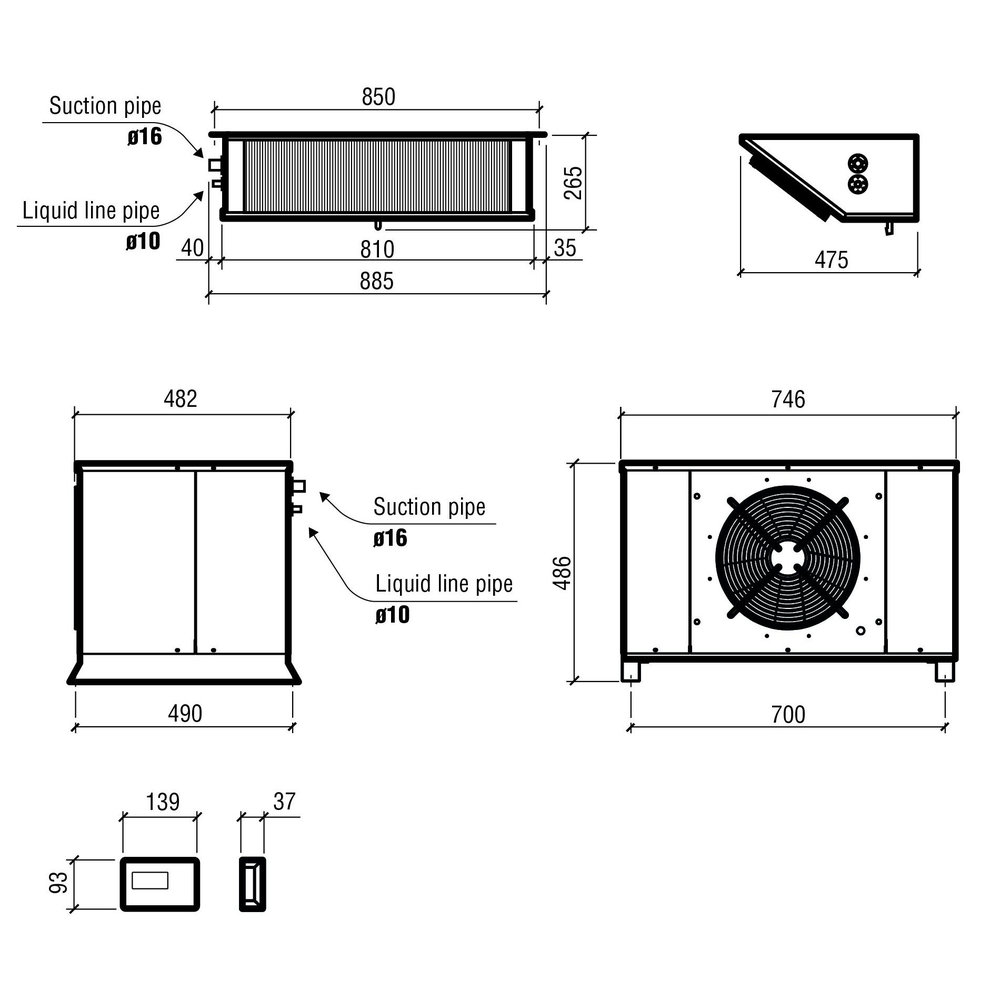 Combisteel Koelsplitunit | 22.1-55.84m³ | 0°c/+5°c | 230v | 1.58kw