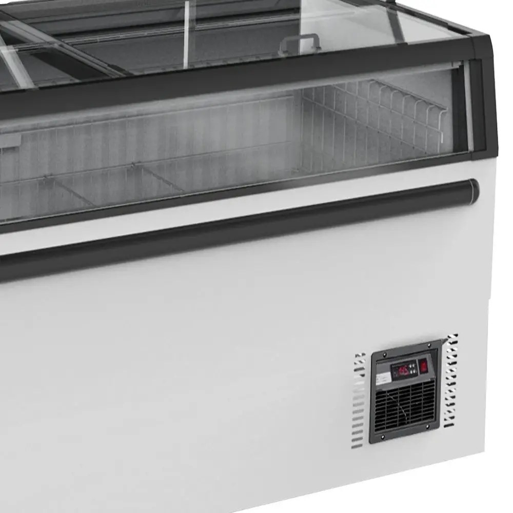 Combisteel Wandvriezer | Wit | -18°c | Geforceerd | 3 Schappen | 1.38kw | Schuifdeksels + Glasdeuren | 1454x890x2000(h)mm