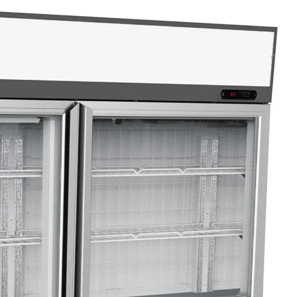 Combisteel Wandvriezer | Wit | -18°c | Geforceerd | 3 Schappen | 1.38kw | Schuifdeksels + Glasdeuren | 1454x890x2000(h)mm
