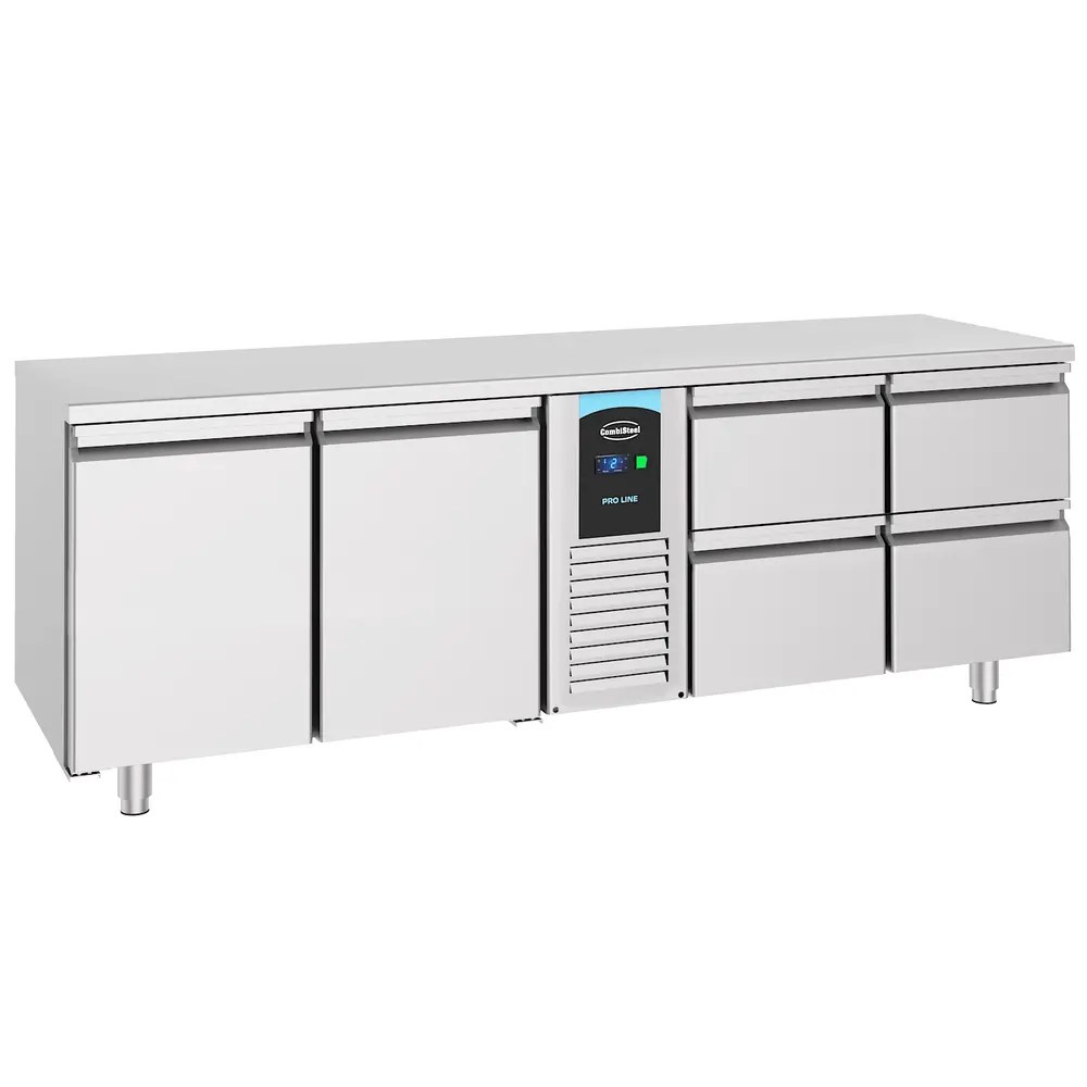 Combisteel Koelwerkbank | Energy Line | Energiezuinig | 632l | 2 Deuren + 4 Laden (1/1 Gn) | -2°c/+8°c | Geforceerd | 2270x700x850(h)mm