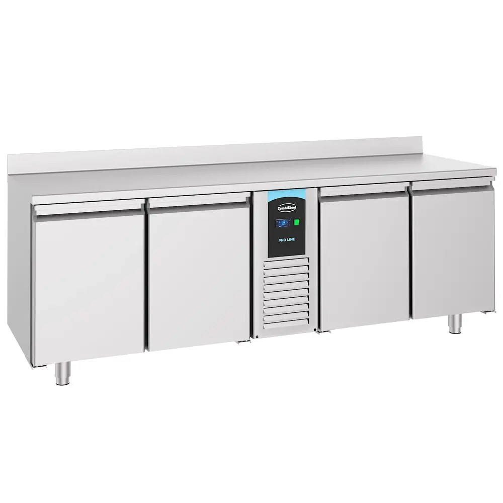 Combisteel Koelwerkbank | Energy Line | Energiezuinig | 632l | 4 Deuren (1/1 Gn) | -2°c/+8°c | Geforceerd | Achteropstand | 2270x700x850/950(h)mm