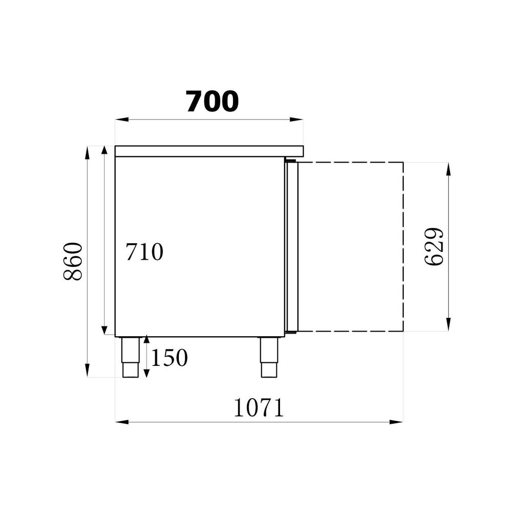 Combisteel Koelwerkbank | 417l | 3 Deuren (1/1 Gn) | +2°c/+8°c | Geforceerd | 1795x700x850(h)mm