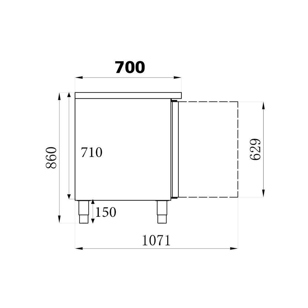 Combisteel Koelwerkbank | 553l | 4 Deuren (1/1 Gn) | +2°c/+8°c | Geforceerd | 0.34kw | 2230x700x850(h)mm