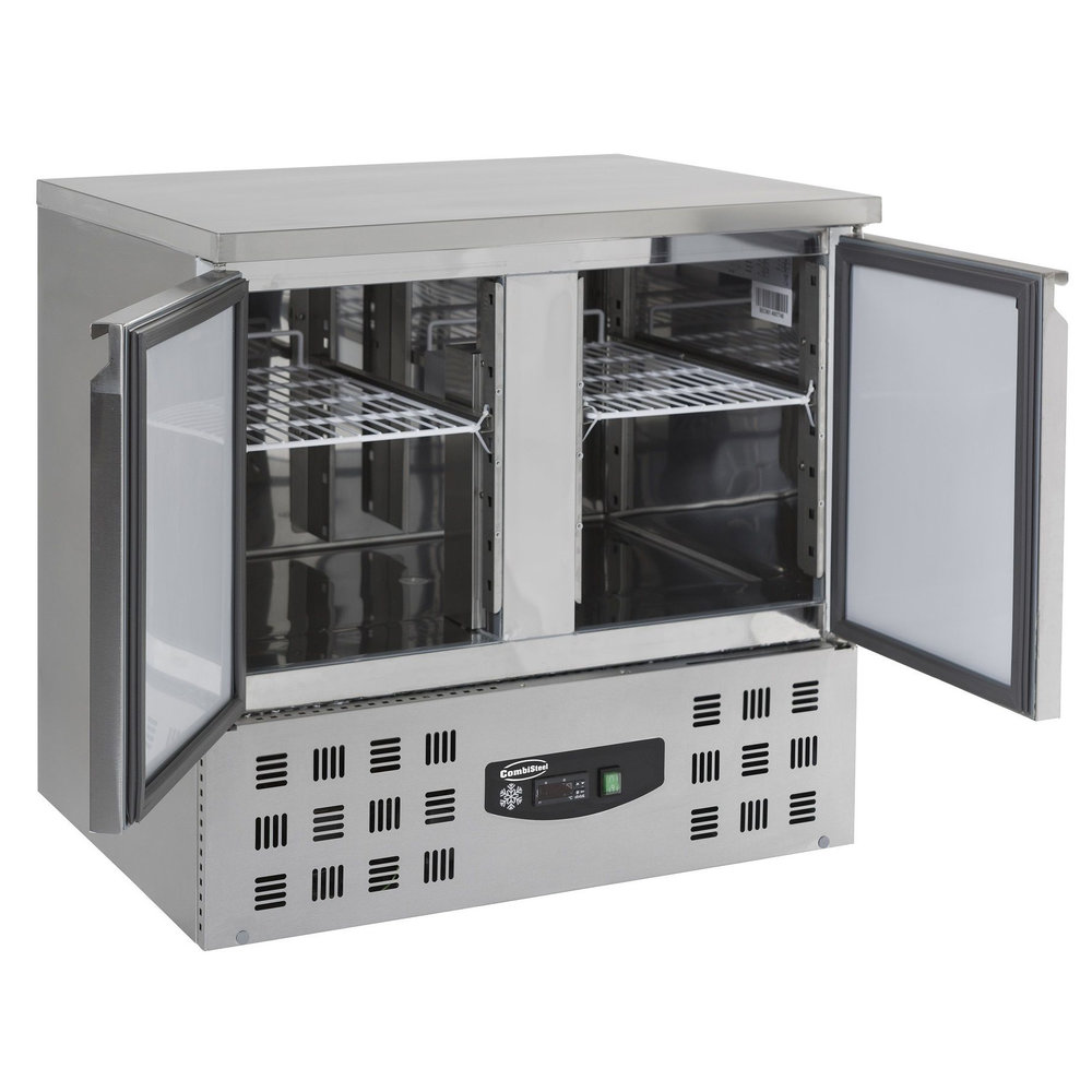 Combisteel Vrieswerkbank | 2 Deurs | Geheel Rvs | Met Bovenblad | 943x700x855(h)mm
