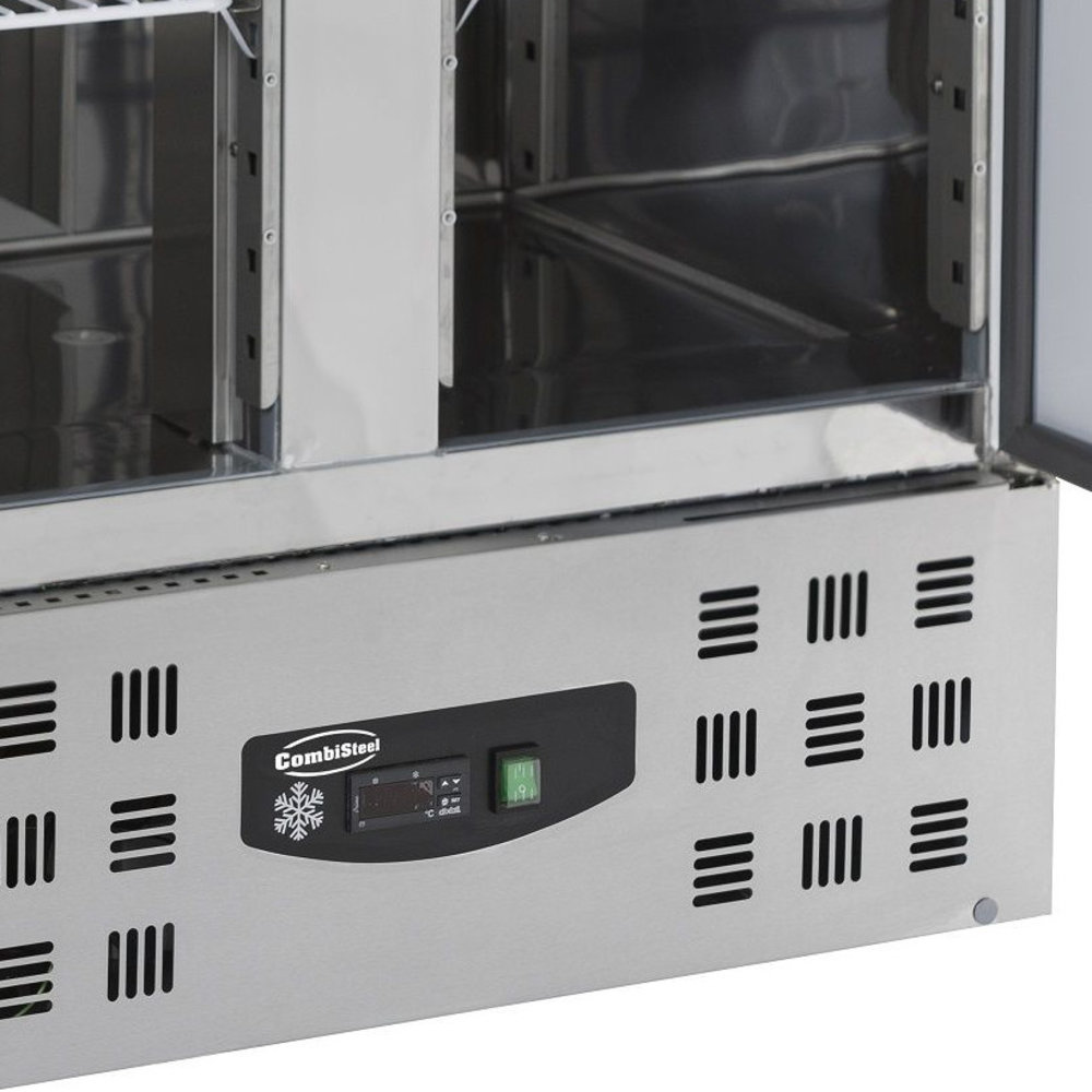 Combisteel Vrieswerkbank | 2 Deurs | Geheel Rvs | Met Bovenblad | 943x700x855(h)mm