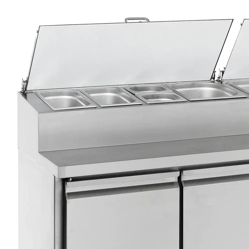 Combisteel Saladette | Standard Line | 400l | 3 Deuren (1/1 Gn) | Boven 8x 1/3 GN | +2°c/+8°c | Geforceerd | Klapdeksels | 1795x700x1085(h)mm
