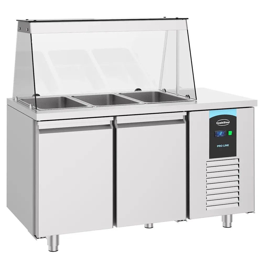 Combisteel Saladette | Pro Line | 2 Deuren (1/1 Gn) | Boven 3x 1/1 GN | -2°c/+8°c | Geforceerd | Glasopzet | 1400x700x850/1375(h)mm